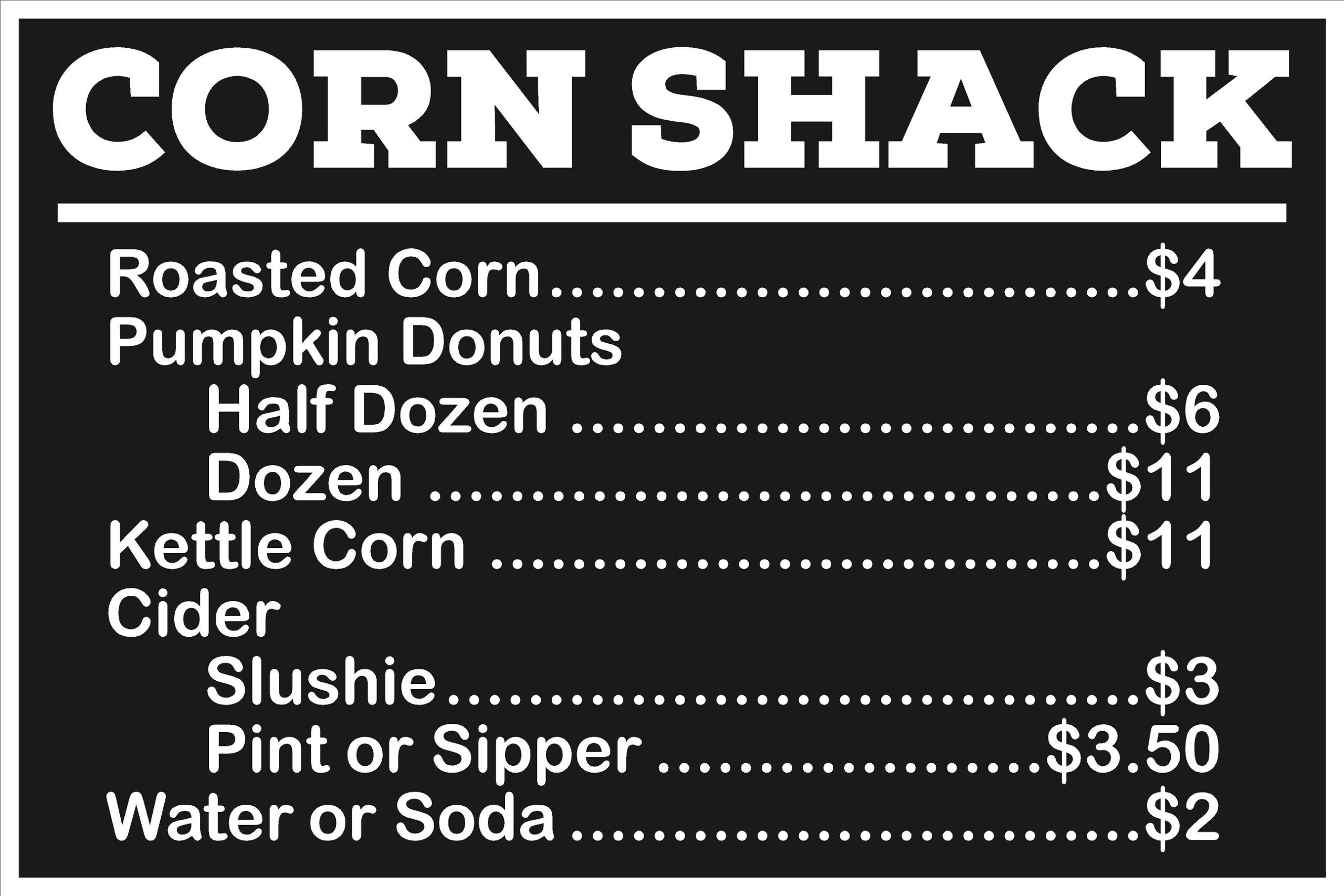 2023 Corn Shack Menu